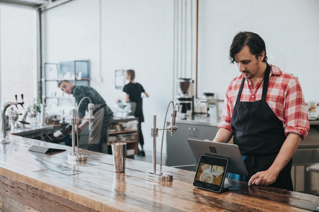 POS terminal used in a busy restaurant