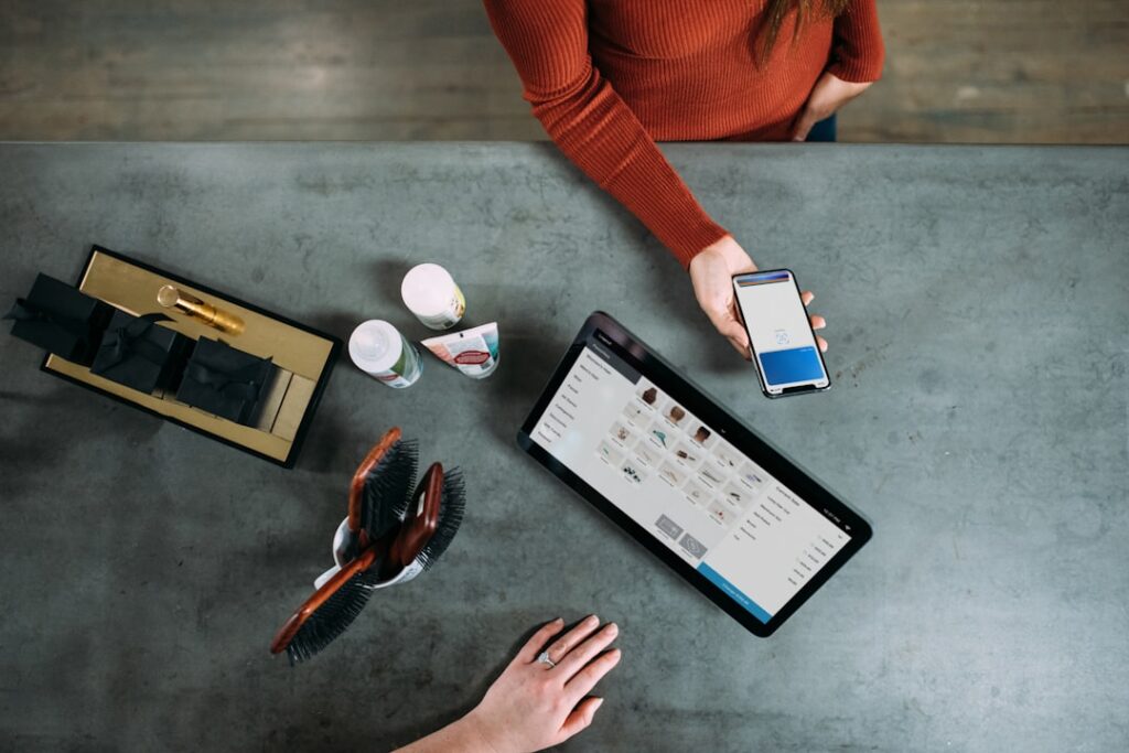 POS terminal at a retail store checkout